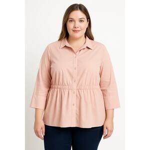 Du Jour Women's Bell Sleeve Hi-Low Peplum Blouse - Light Pink - Size XL